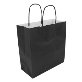 Miski Papierowe Kraft Czarni z Uchwytami 100g/m² 22+9x23cm (250 Sztuk)