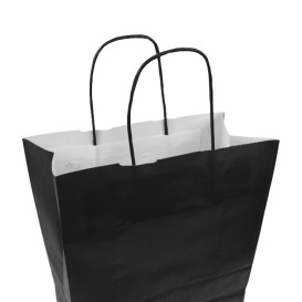 Miski Papierowe Kraft Czarni z Uchwytami 100g/m² 25+11x31cm (250 Sztuk)
