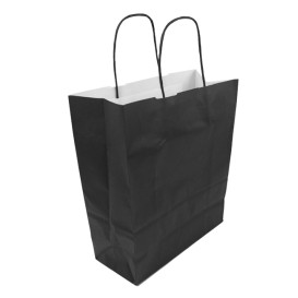 Miski Papierowe Kraft Czarni z Uchwytami 100g/m² 25+11x31cm (250 Sztuk)