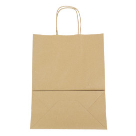 Torby Papierowe Kraft Hawanna z Uchwytami 100g/m² 24+12x31cm (50 Sztuk)