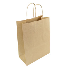 Torby Papierowe Kraft Hawanna z Uchwytami 100g/m² 24+12x31cm (50 Sztuk)