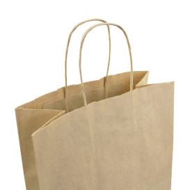 Torby Papierowe Kraft Hawanna z Uchwytami 100g/m² 24+12x31cm (50 Sztuk)