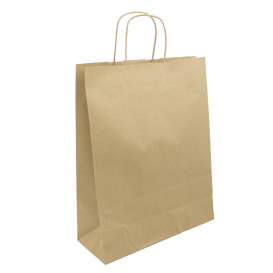 Torby Papierowe Kraft z Uchwytami 100g/m² 32+12x40cm (250 Sztuk)