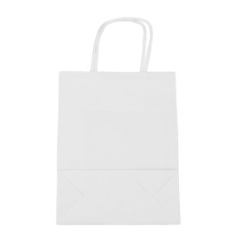 Torby Papierowe Kraft Białe z Uchwytami 100g/m² 18+8x24cm (25 Sztuk)