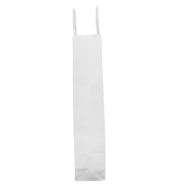 Torby Papierowe Białe na Butelki z Uchwytami 18+8x39cm (50 Sztuk)