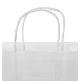 Torby Papierowe Białe na Butelki z Uchwytami 18+8x39cm (50 Sztuk)