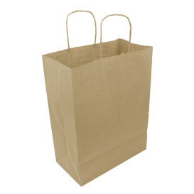 Torby Papierowe Kraft Brązowe z Uchwytami 100g/m² 25+13x33cm (200 Sztuk)