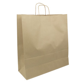 Torby Papierowe Kraft Brązowe z Uchwytami 100g/m² 44+15x46cm (25 Sztuk)