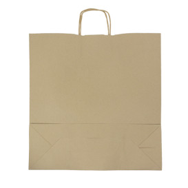 Torby Papierowe Kraft Brązowe z Uchwytami 100g/m² 44+15x46cm (25 Sztuk)