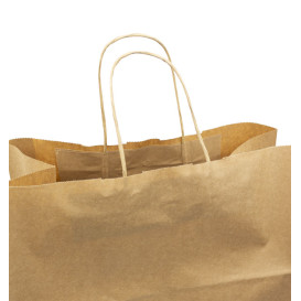 Torby Papierowe Kraft Brązowe z Uchwytami 90g/m² 32+16x31cm (50 Sztuk)