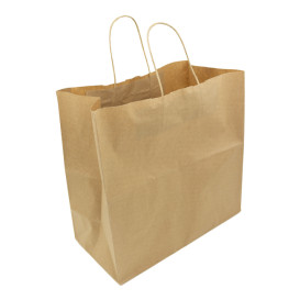 Torby Papierowe Kraft Brązowe z Uchwytami 90g/m² 32+16x31cm (50 Sztuk)
