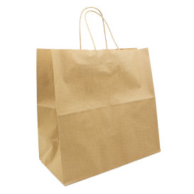Torby Papierowe Kraft Brązowe z Uchwytami 90g/m² 32+16x31cm (50 Sztuk)