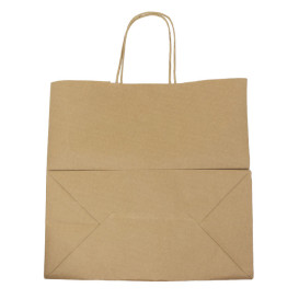 Torby Papierowe Kraft Brązowe z Uchwytami 90g/m² 32+16x31cm (250 Sztuk)