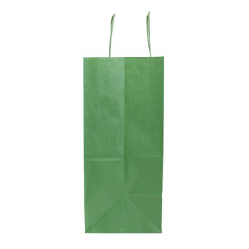 Torby Papierowe Kraft Zielone z Uchwytami 80g/m² 26+14x32cm (50 Sztuk)