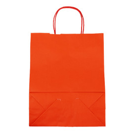Torby Papierowe Kraft Czerwerne z Uchwytami 100g/m² 25+11x31cm (25 Sztuk)