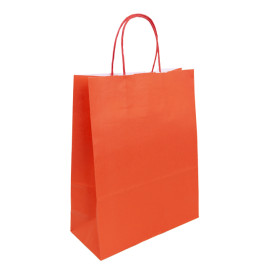 Torby Papierowe Kraft Czerwerne z Uchwytami 100g/m² 25+11x31cm (25 Sztuk)