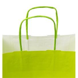 Torby Papierowe Zielone z Uchwytami 100g/m² 22+9x23cm (250 Sztuk)