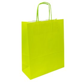 Torby Papierowe Zielone z Uchwytami 100g/m² 22+9x23cm (250 Sztuk)