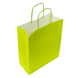 Torby Papierowe Zielone z Uchwytami 100g/m² 22+9x23cm (250 Sztuk)