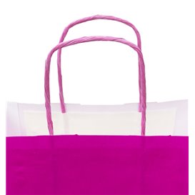 Torby Papierowe Fuchsia z Uchwytami 100g/m² 22+9x23cm (25 Sztuk)