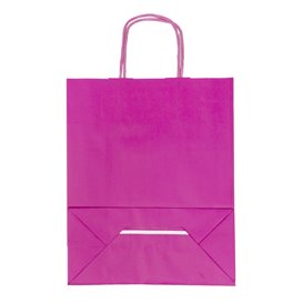 Torby Papierowe Fuchsia z Uchwytami 100g/m² 22+9x23cm (25 Sztuk)