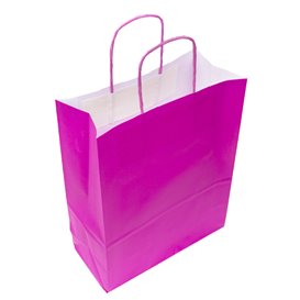 Torby Papierowe Fuchsia z Uchwytami 100g/m² 22+9x23cm (200 Sztuk)