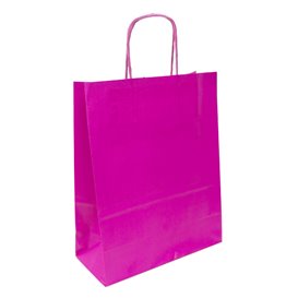 Torby Papierowe Fuchsia z Uchwytami 100g/m² 22+9x23cm (200 Sztuk)