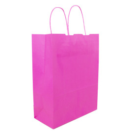Torby Papierowe Fuchsia z Uchwytami 100g/m² 25+11x31cm (25 Sztuk)