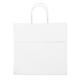 Torby Papierowe Kraft Białe z Uchwytami 100g/m² 30+18x29cm (200 Sztuk)