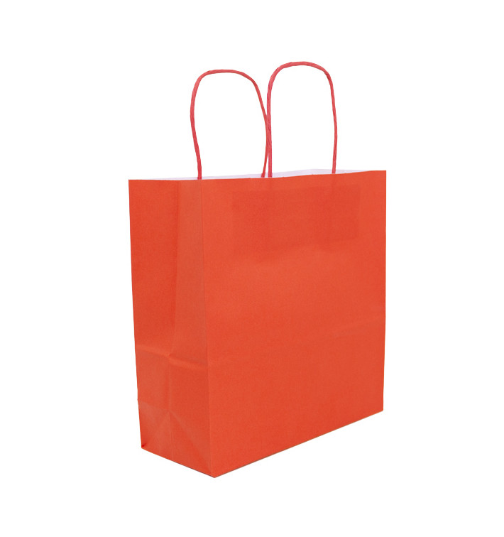 Torby Papierowe Kraft Czerwerne z Uchwytami 100g/m² 22+9x23cm (250 Sztuk) Torby Papierowe Kraft Czerwerne z Uchwytami 100g/m² 22+9x23cm (250 Sztuk)