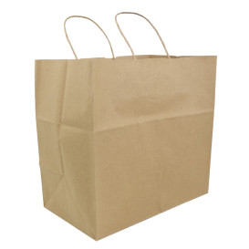 Torby Papierowe Kraft Brązowe z Uchwytami 100g/m² 30+18x29cm (200 Sztuk)