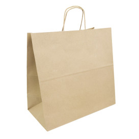 Torby Papierowe Kraft Brązowe z Uchwytami 100g/m² 35+18x34cm (250 Sztuk)