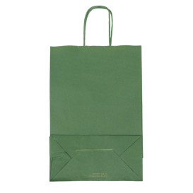 Torby Papierowe Kraft Zielone z Uchwytami 80g/m² 20+10x29cm (250 Sztuk)