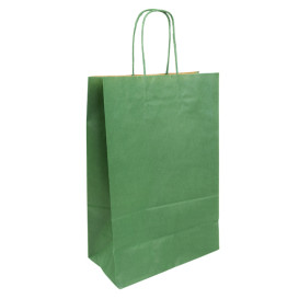 Torby Papierowe Kraft Zielone z Uchwytami 80g/m² 20+10x29cm (50 Sztuk)