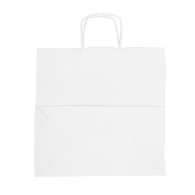 Torby Papierowe Kraft Białe z Uchwytami 100g/m² 35+18x34cm (250 Sztuk)