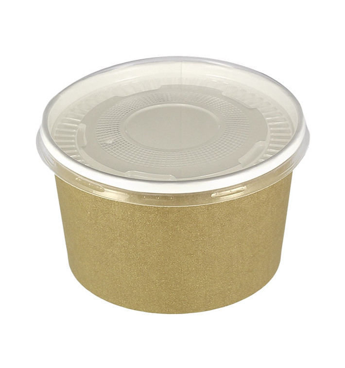 Miski Papierowe Kraft z Pokrywką PP 16 Oz/473ml (500 Sztuk) Miski Papierowe Kraft z Pokrywką PP 16 Oz/473ml (500 Sztuk)