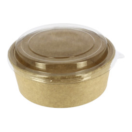 Miski Papierowe Kraft-Kraft + Pokrywką RPET 38Oz/1140ml (25 Sztuk)