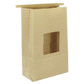Paper Bag without Handle Kraft and Window 15+7x23cm (50 Uds)