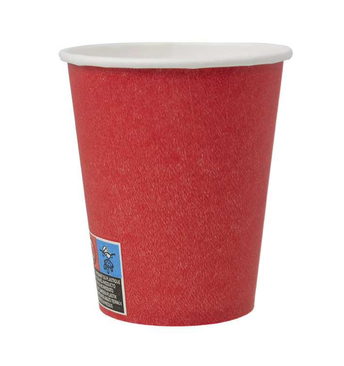 Kubek Papierowy Bez Plastiku 9 Oz/250ml "Colors" Czerwony Ø8,0cm (300 Sztuk) Kubek Papierowy Bez Plastiku 9 Oz/250ml "Colors" Czerwony Ø8,0cm (300 Sztuk)