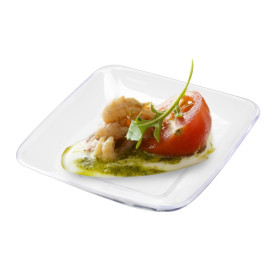 Plastic Tasting Plate PS Clear 6x6x1 cm (50 Units) 