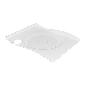 Tacki z Talerzem z Stojakiem Przezroczyste 22x18 cm (12 Sztuk)