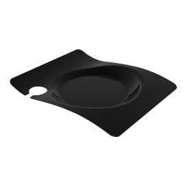 Tacki z Talerzem z Stojakiem Czarni 22x18 cm (12 Sztuk)