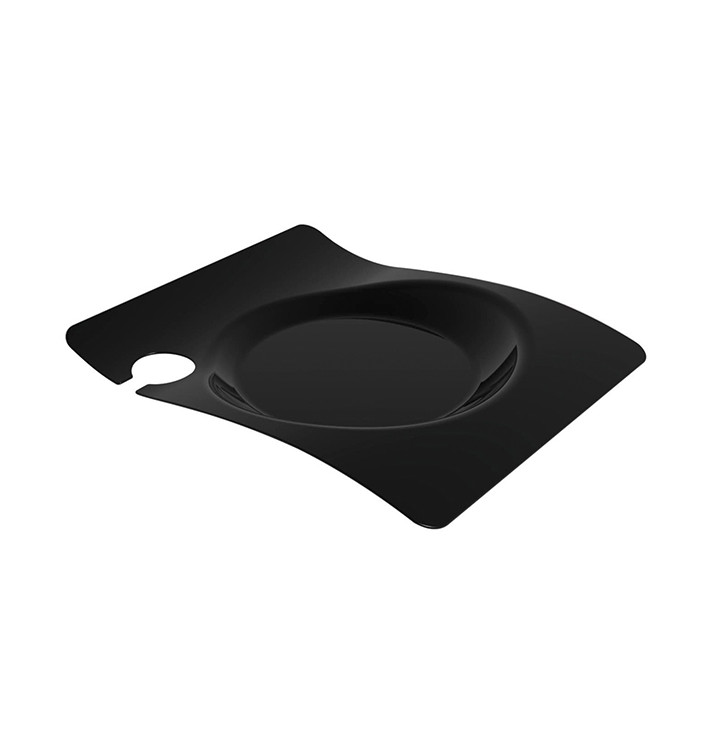 Tacki z Talerzem z Stojakiem Czarni 22x18 cm (12 Sztuk) Tacki z Talerzem z Stojakiem Czarni 22x18 cm (12 Sztuk)