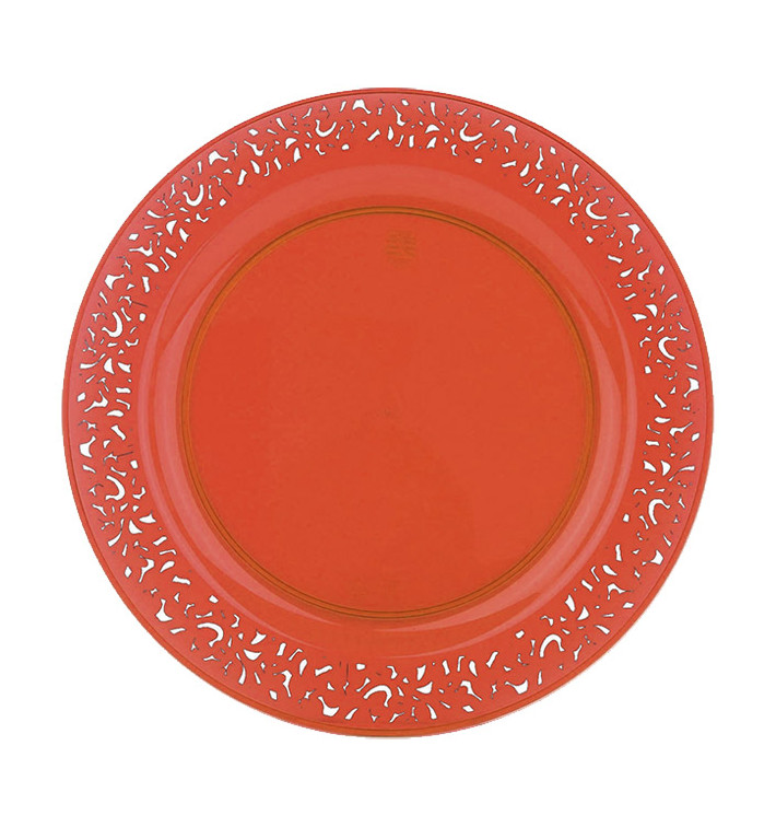 Talerz Plastikowe Okrągłe "Koronka" Orange 23cm (4 Sztuk) Talerz Plastikowe Okrągłe "Koronka" Orange 23cm (4 Sztuk)