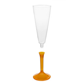 Kieliszki Plastikowe do Wina Musującego na Podstawie Orange Przezroczyste 160ml 2P (20 Sztuk)