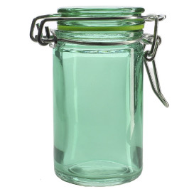 Glass Jar Snackholder Airtight Green 70ml Ø4,5x8cm (8 Units) 