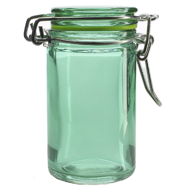 Glass Jar Snackholder Airtight Green 70ml Ø4,5x8cm (8 Units) 