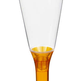 Kieliszki Plastikowe do Wina Musującego na Podstawie Orange Przezroczyste 160ml 2P (20 Sztuk)