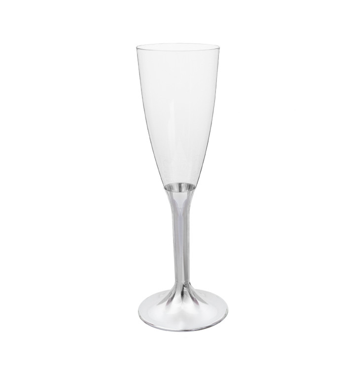 Kieliszki Plastikowe do Wina Musującego Podstawie Nikiel Chromu 120ml 2P (40 Sztuk) Kieliszki Plastikowe do Wina Musującego Podstawie Nikiel Chromu 120ml 2P (40 Sztuk)