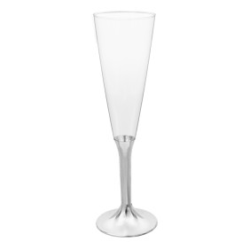 Kieliszki Plastikowe do Wina Musującego Podstawie Nikiel Chromu 160ml 2P (40 Sztuk)